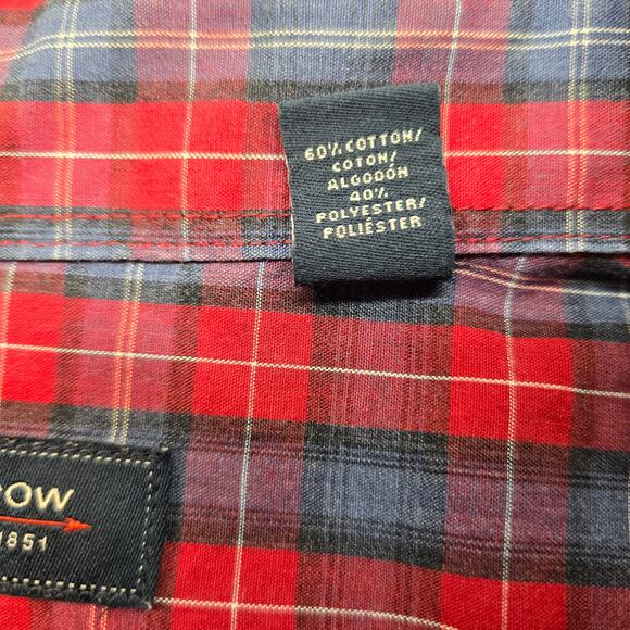 Arrow Men's Shirt XL Extra Large Red Paid Dress Button Down Top Neck Size 17.5 - Picture 7 of 8